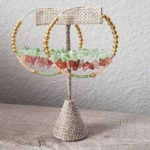 Large Artisan Hoop Beaded Earrings